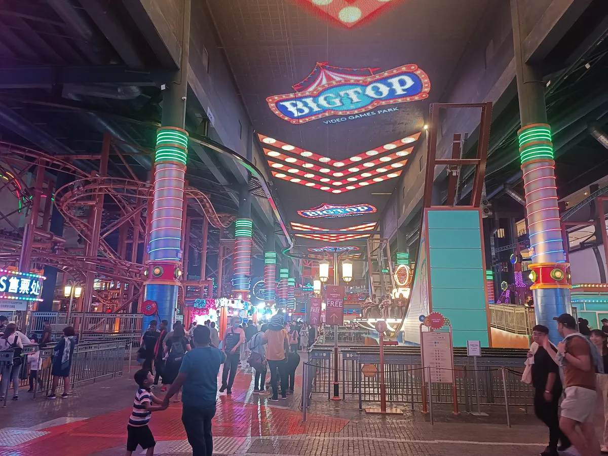 The brightly lit indoor theme park at Genting Highlands